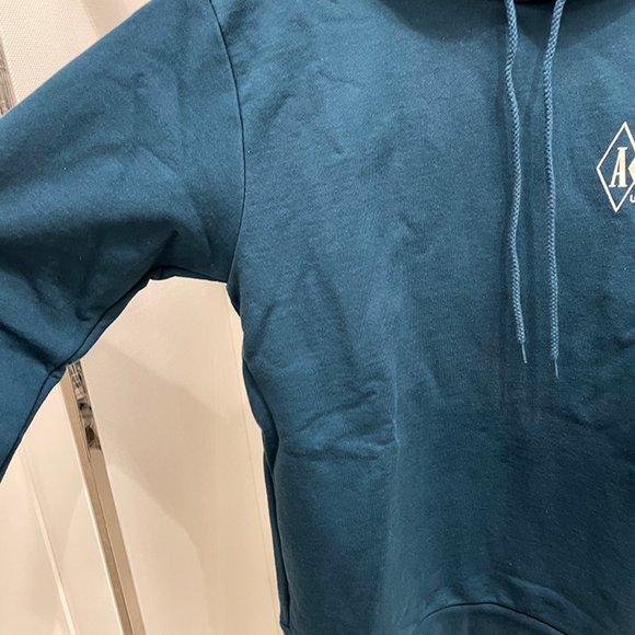 A.P.C. BEAU HOODIE SWEATSHIRT IN TEAL BLUE - Picture 9 of 10